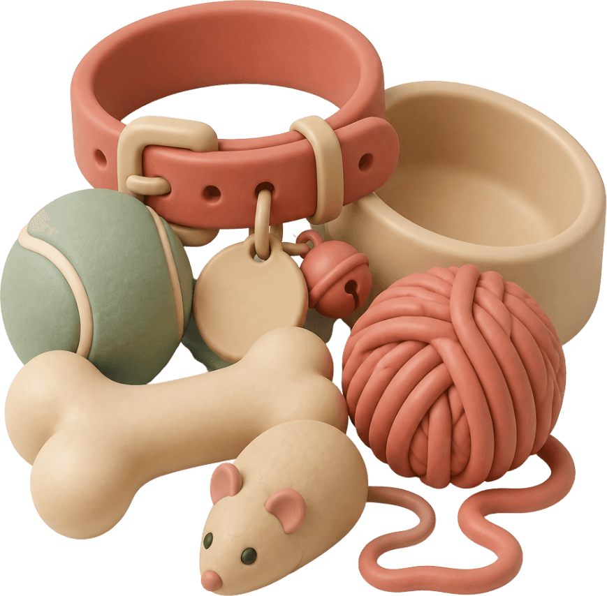 Clay-style pet toys and accessories